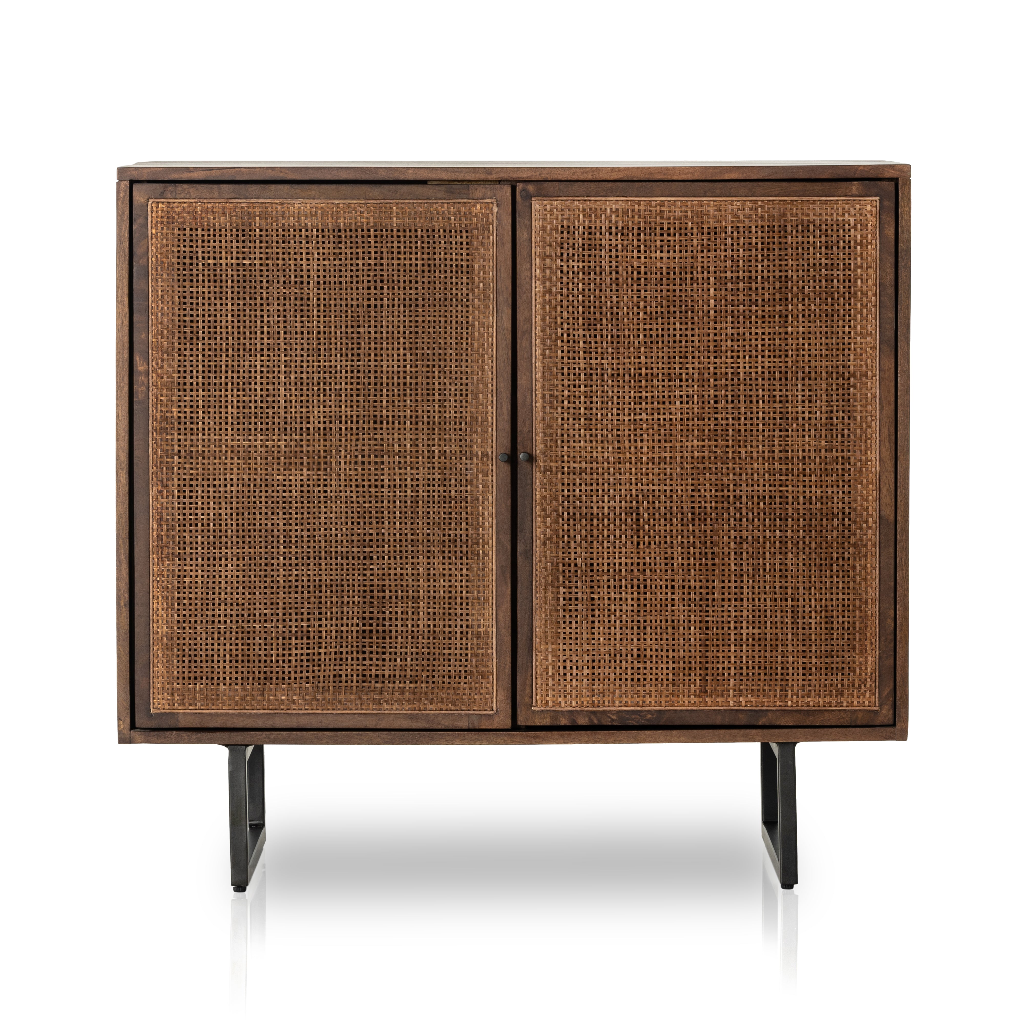 Rich texture and organic spirit are conveyed through an eye-catching mixture of the Carmel Brown Wash Cabinet, mango woods, cotton rope, and natural cane. Iron accents adopt gunmetal finishes, refreshing forms’ iconic mid-century influence, as a clean-lined aesthetic is met with modern functionality. Amethyst Home provides interior design services, furniture, rugs, and lighting in the Portland metro area.