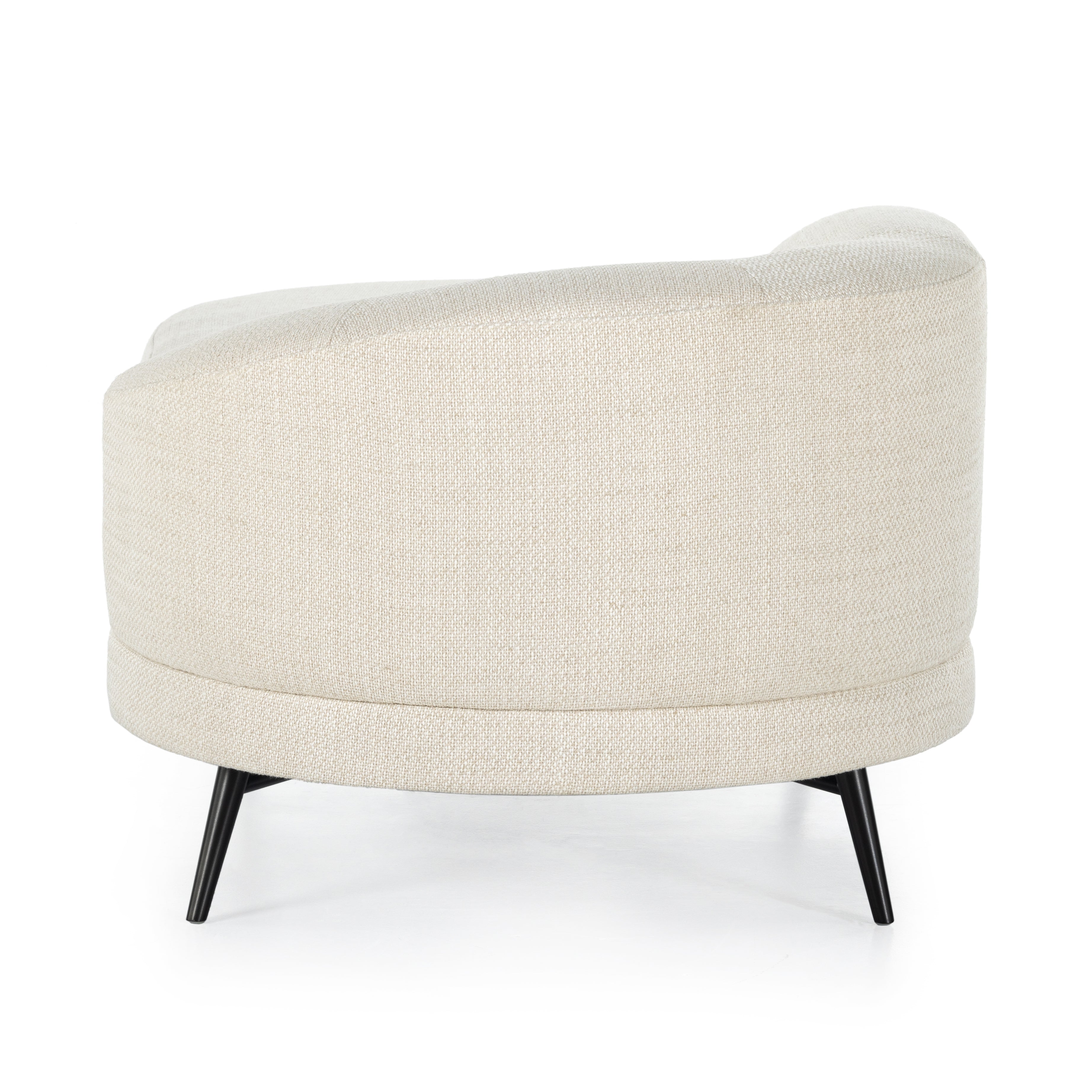 Pristinely upholstered in a cozy, chunky high-performance fabric, soft pill shaping speaks to the grand Parisian inspiration behind this unique statement chaise, with cross-base stretchers and splayed legs of black stainless steel. Performance fabrics are specially created to withstand spills, stains, high traffic and wear, ensuring long-term comfort and unmatched durability. Amethyst Home provides interior design, new construction, custom furniture, and area rugs in the Des Moines metro area.