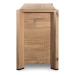 Designed by Thomas Bina and Ronald Sasson, a design partnership blending both modern minimalist and Brazilian influences. This grand-scale dresser is crafted from natural reclaimed French oak with plenty of graining, cracking and movement across the drawer fronts. Detailed with angled legs and exposed joinery on the top. Amethyst Home provides interior design, new home construction design consulting, vintage area rugs, and lighting in the Nashville metro area.