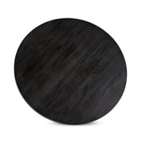 Featuring Cobain Flint Black Dining Table by Four Hands at Amethyst Home. A rounded table of solid mango wood forms purposefully burnished edges, producing a warm black patina for the home dining table.Overall Dimensions: 60"W x 60"L x 30"H
Collection: HarmonColors: Flint BlackMaterials: Solid Mango Weight: 146.2 lbs
Clearance from Floor: 28.50"Distance Between Legs (Side to Sid. Amethyst Home provides interior design, new construction, custom furniture, and area rugs in the Washington metro area.