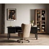 Featuring Concord Charcoal Oak Desk by Four Hands at Amethyst Home. Made from oak veneer with a deep charcoal finish, this executive-size desk delivers ultimate storage, including four drawers on one side plus six open cubbies on the other, granting the option to float-style in a room. Partially turned legs add a design-forward finishing touch.Overall Dimensions: 75"W x 30"L x 30"H
C. Amethyst Home provides interior design, new construction, custom furniture, and area rugs in the Miami metro area.