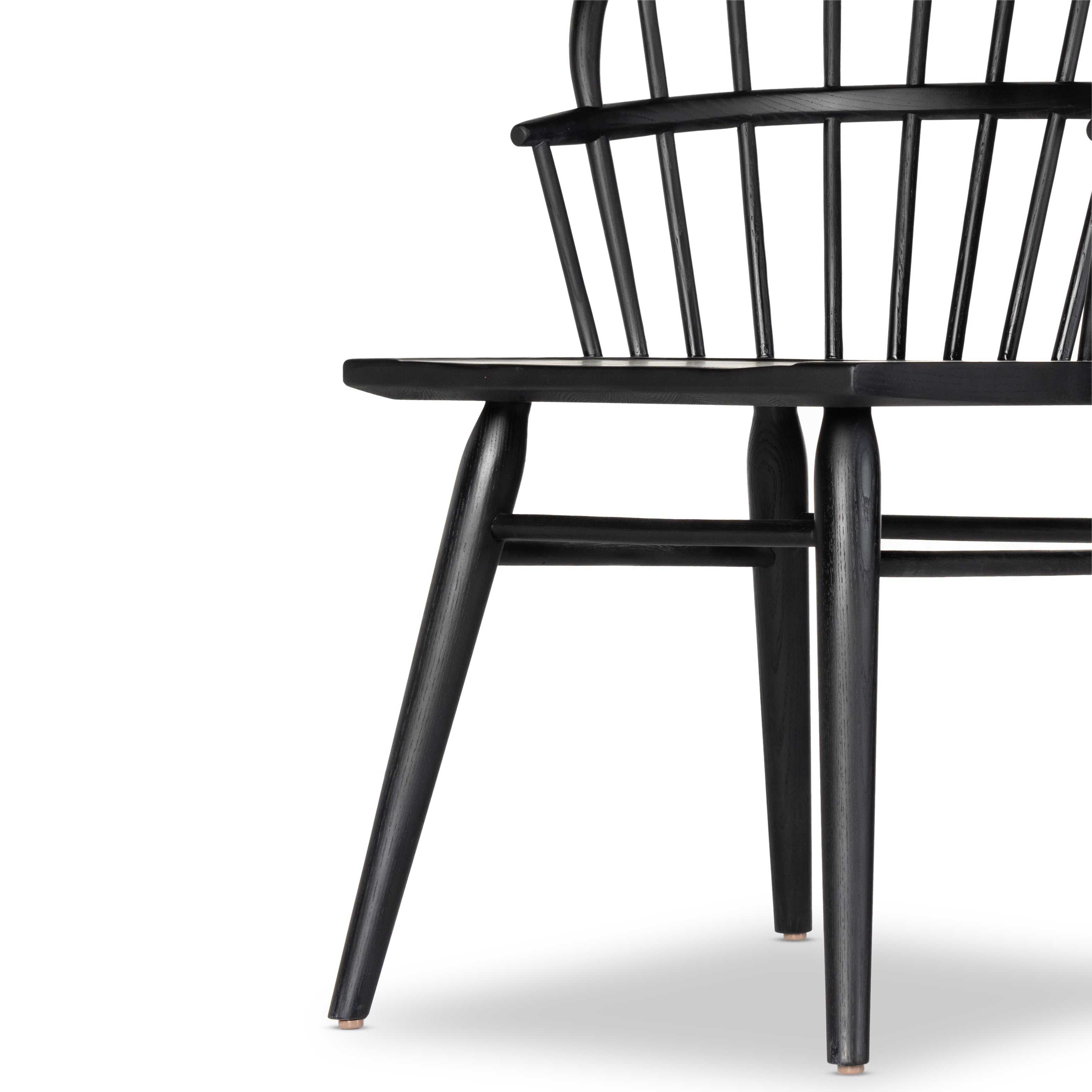 Featuring Connor Dining Chair by Four Hands at Amethyst Home. The classic Windsor, modernized. Seating of black-finished solid ash features a double-tiered back and finely sculpted frame.
Overall Dimensions: 24"W x 24"L x 35"HColors: Black AshMaterials: Solid AshWeight: 15.43Seat Depth: 18"Seat Height: 19.25"Arm Height from Floor: 25"Arm Height from Seat: 6"Seat Construction: Woode. Amethyst Home provides interior design, new construction, custom furniture and area rugs in the Nashville metro area