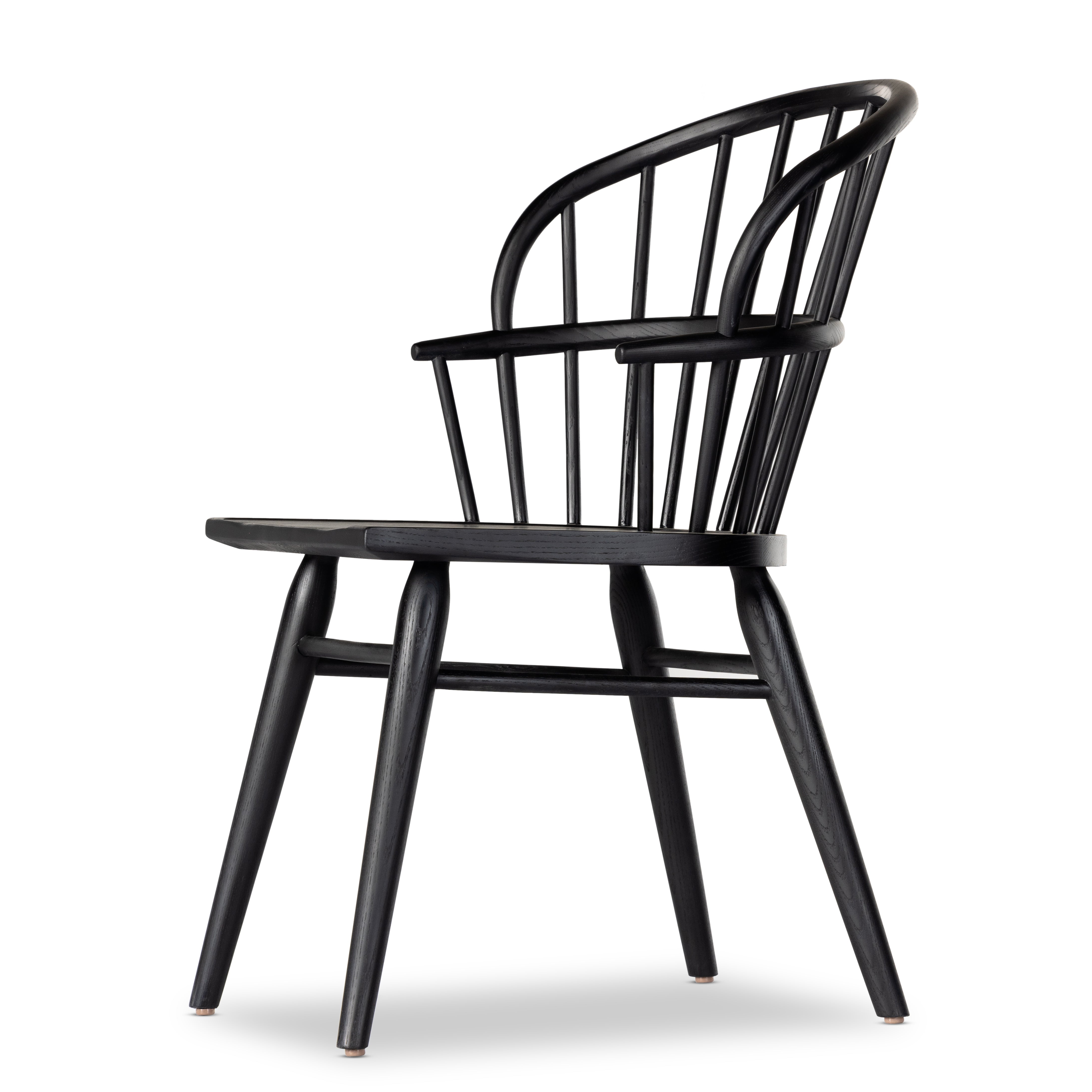 Featuring Connor Dining Chair by Four Hands at Amethyst Home. The classic Windsor, modernized. Seating of black-finished solid ash features a double-tiered back and finely sculpted frame.
Overall Dimensions: 24"W x 24"L x 35"HColors: Black AshMaterials: Solid AshWeight: 15.43Seat Depth: 18"Seat Height: 19.25"Arm Height from Floor: 25"Arm Height from Seat: 6"Seat Construction: W. Amethyst Home provides interior design, new construction, custom furniture and area rugs in the Winter Garden metro area