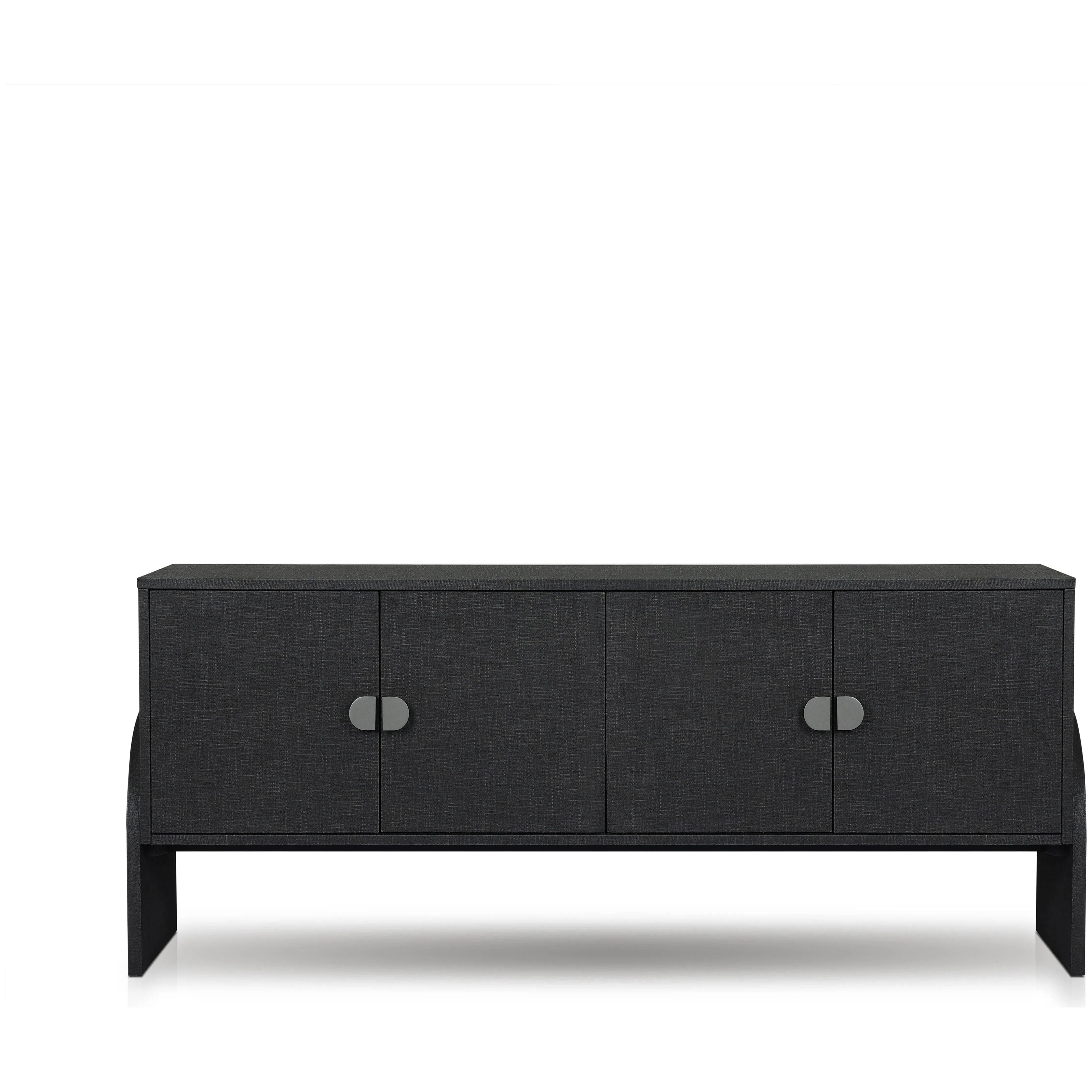 Featuring Cressida Black Linen Sideboard by Four Hands at Amethyst Home. Talk about novelty. Made from painted black linen, arched legs soften otherwise clean, modern shaping. Gunmetal, half-moon iron hardware completes the look. Rear cutouts for cord management.Overall Dimensions: 72"W x 19"L x 30"H
Collection: CallahanColors: Black Linen ,GunmetalMate. Amethyst Home provides interior design, new home construction design consulting, vintage area rugs, and lighting in the Winter Garden metro area.