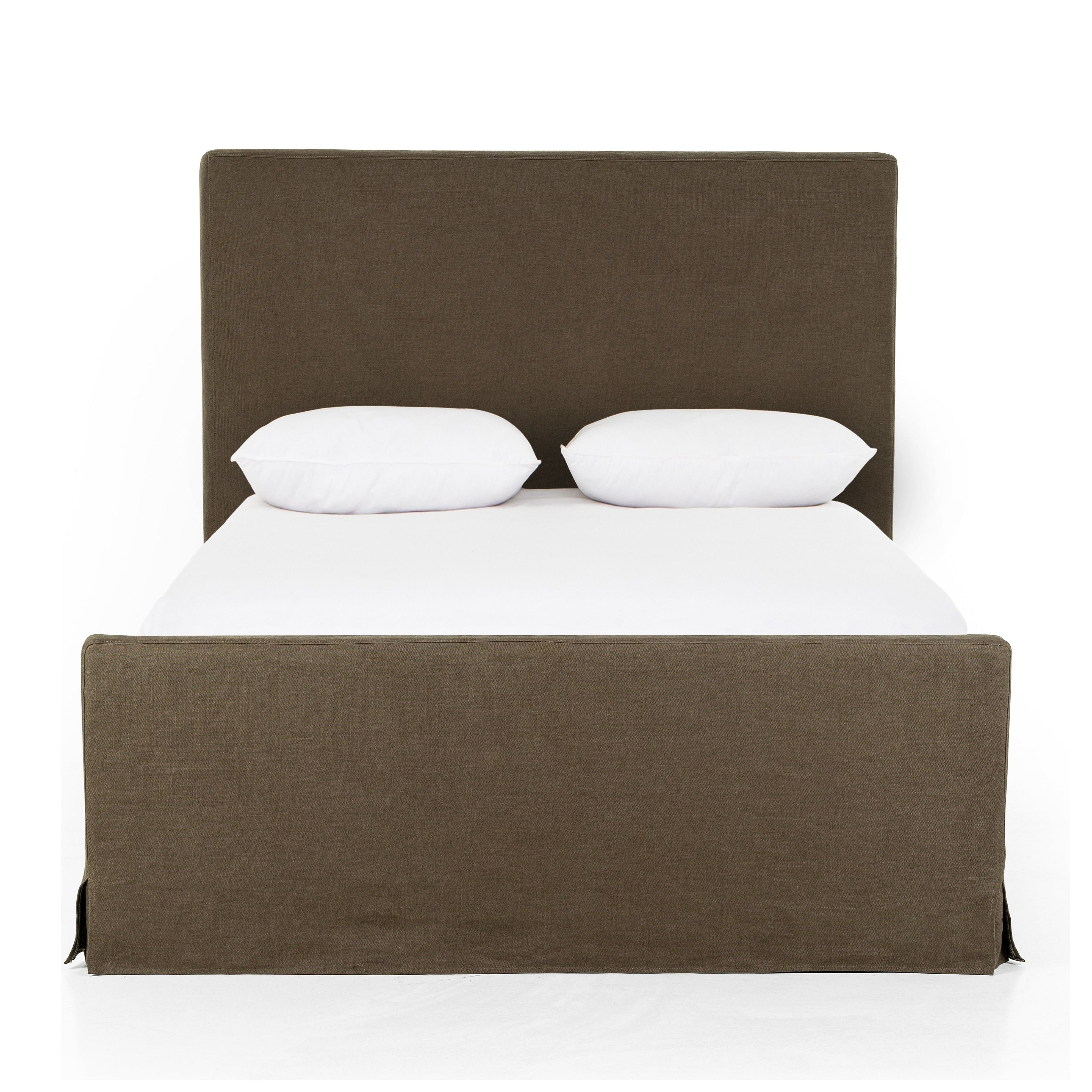 Slipcovered bed upholstered in sustainably made Belgian Linenâ„¢. Naturally durable and soft to the touch, Libecoâ„¢-sourced linens are artisan-made and free of toxic chemicals. Slipcovered styles are fully removable and machine-washable for easy care. Amethyst Home provides interior design, new construction, custom furniture and area rugs in the Nashville metro area