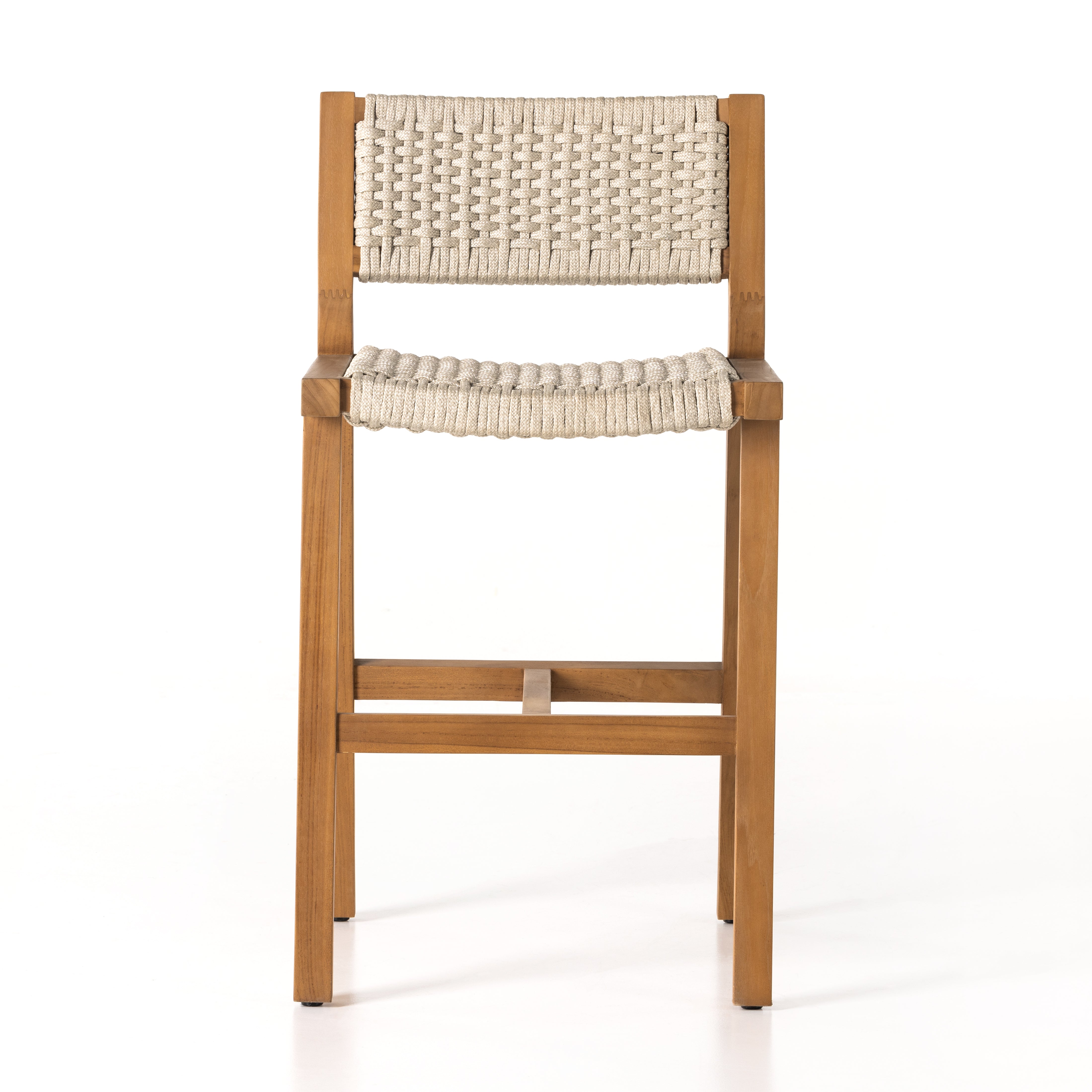 A textural take on outdoor styling, the Delano Natural Teak stool welcomes thick, handwoven rope seating in an inviting ivory. Safe for outdoor spaces. Cover or store indoors during inclement weather and when not in use. Amethyst Home provides interior design, new home construction design consulting, vintage area rugs, and lighting in the Seattle metro area.