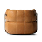 Featuring Doss Terra Brown Oak Accent Swivel Chair by Four Hands at Amethyst Home. The ultimate in polished media style seating has arrived. Framed in oak, this 360-degree swivel chair is constructed with two separate pieces â€” the seat and the back. The piece features evenly spaced spring suspension and caramel top-grain leather stitched into 5.5-inch ch. Amethyst Home provides interior design, new home construction design consulting, vintage area rugs, and lighting in the Alpharetta metro area.