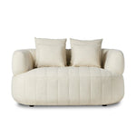Featuring Doss Terra Brown Oak Media Lounger by Four Hands at Amethyst Home. The ultimate in polished media style seating has arrived. Framed in oak, this lounger is constructed with two separate pieces â€” the seat and the back â€” and accompanied by four toss cushions. The lounger features evenly spaced spring suspension and a heavy boucle upholstery . Amethyst Home provides interior design, new home construction design consulting, vintage area rugs, and lighting in the Newport Beach metro area.