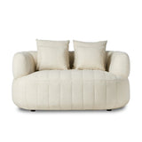 Featuring Doss Terra Brown Oak Media Lounger by Four Hands at Amethyst Home. The ultimate in polished media style seating has arrived. Framed in oak, this lounger is constructed with two separate pieces â€” the seat and the back â€” and accompanied by four toss cushions. The lounger features evenly spaced spring suspension and a heavy boucle upholstery . Amethyst Home provides interior design, new home construction design consulting, vintage area rugs, and lighting in the Newport Beach metro area.