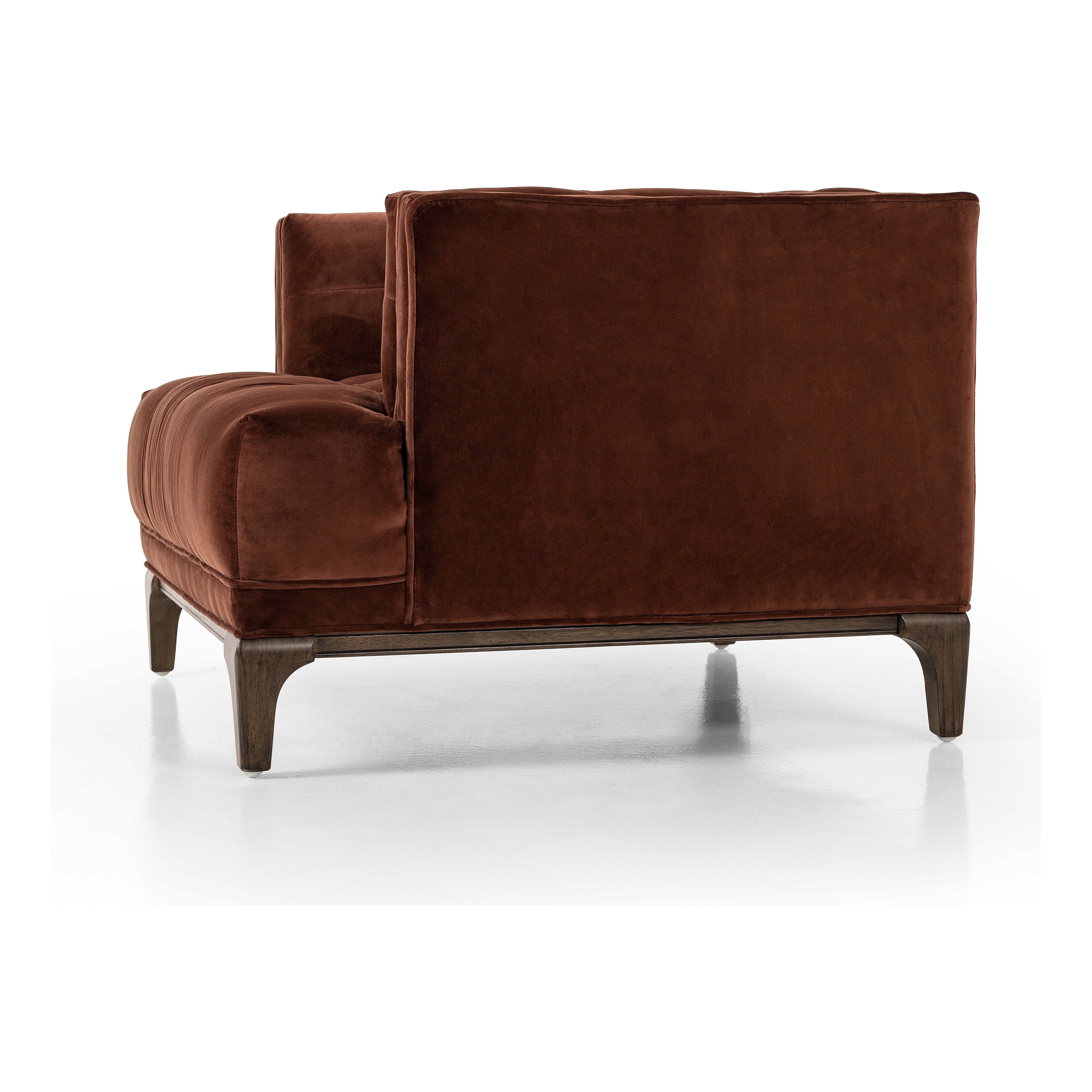 Featuring Dylan Surrey Auburn Chair by Four Hands at Amethyst Home. This low, tailored midcentury silhouette is upholstered in a velvety auburn fabric, with dramatic blind tufting for texture.
Overall Dimensions: 34.75"W x 34.75"L x 25.25"HCollection: KensingtonColors: Surrey Auburn, Sienna BrownMaterials: 76.8% Co, 23.2% Pl, Solid ParawoodWeight: 57.54 lbV. Amethyst Home provides interior design, new home construction design consulting, vintage area rugs, and lighting in the Calabasas metro area.