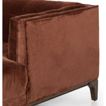 Featuring Dylan Surrey Auburn Chair by Four Hands at Amethyst Home. This low, tailored midcentury silhouette is upholstered in a velvety auburn fabric, with dramatic blind tufting for texture.
Overall Dimensions: 34.75"W x 34.75"L x 25.25"HCollection: KensingtonColors: Surrey Auburn, Sienna BrownMaterials: 76.8% Co, 23.2% Pl, Solid ParawoodWeight: 57.54 lbVol. Amethyst Home provides interior design, new home construction design consulting, vintage area rugs, and lighting in the Houston metro area.
