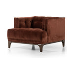 Featuring Dylan Surrey Auburn Chair by Four Hands at Amethyst Home. This low, tailored midcentury silhouette is upholstered in a velvety auburn fabric, with dramatic blind tufting for texture.
Overall Dimensions: 34.75"W x 34.75"L x 25.25"HCollection: KensingtonColors: Surrey Auburn, Sienna BrownMaterials: 76.8% Co, 23.2% Pl, Solid ParawoodWeight: 57.54 l. Amethyst Home provides interior design, new home construction design consulting, vintage area rugs, and lighting in the Los Angeles metro area.