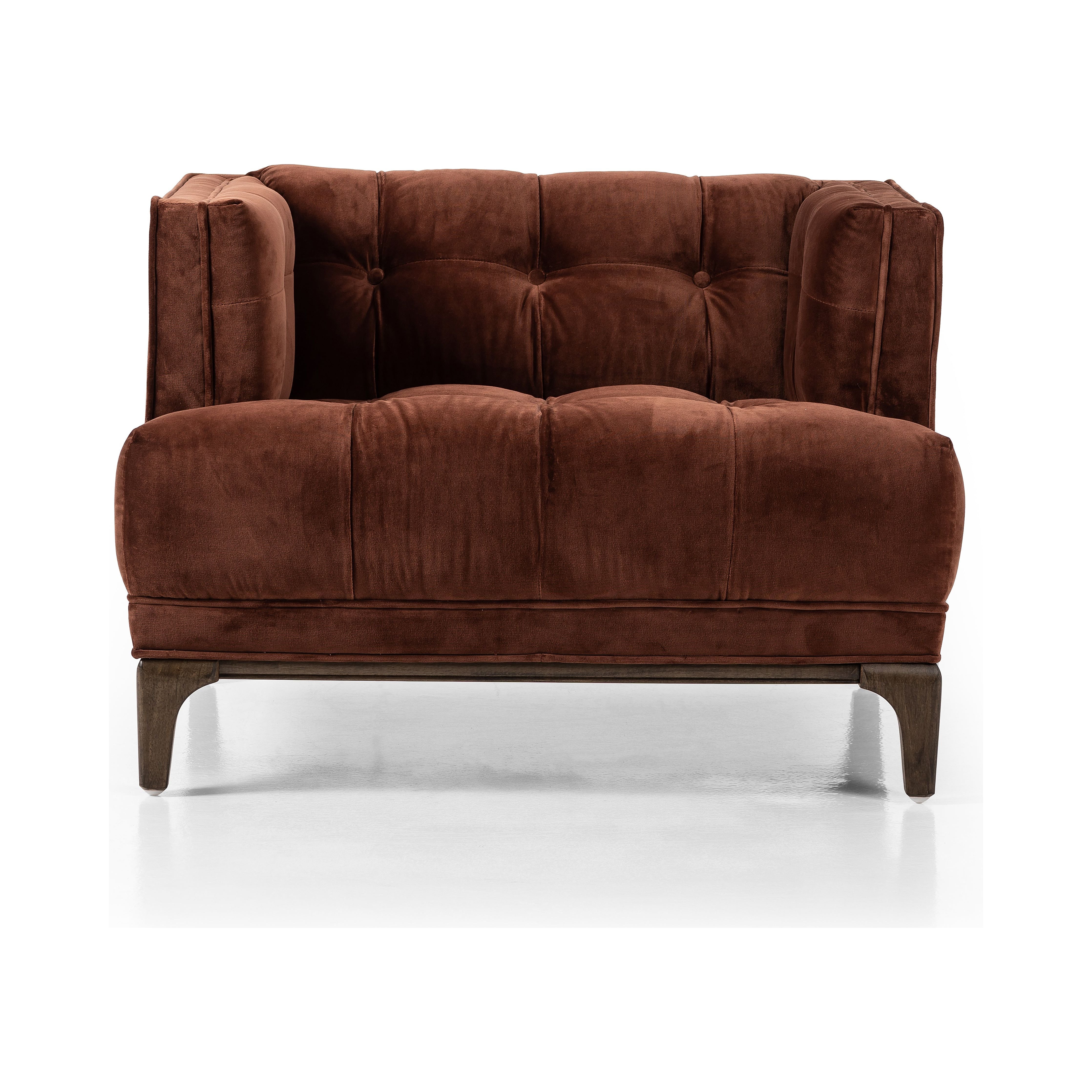 Featuring Dylan Surrey Auburn Chair by Four Hands at Amethyst Home. This low, tailored midcentury silhouette is upholstered in a velvety auburn fabric, with dramatic blind tufting for texture.
Overall Dimensions: 34.75"W x 34.75"L x 25.25"HCollection: KensingtonColors: Surrey Auburn, Sienna BrownMaterials: 76.8% Co, 23.2% Pl, Solid ParawoodWeight: 57.54. Amethyst Home provides interior design, new home construction design consulting, vintage area rugs, and lighting in the Newport Beach metro area.