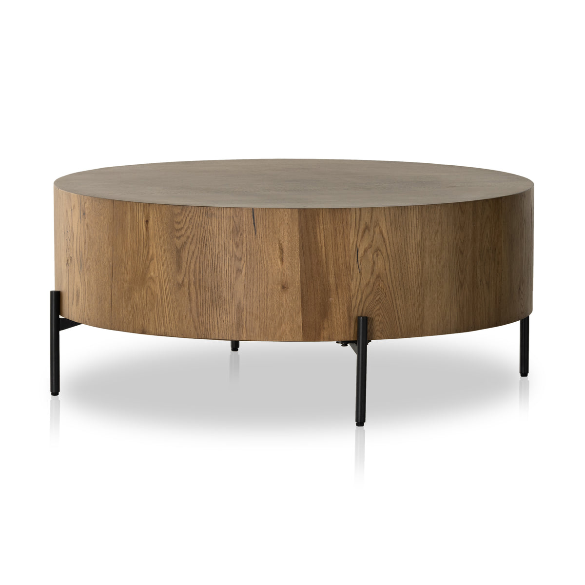Eaton Amber Oak Drum Coffee Table | ready to ship!