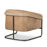 Featuring Etta Winchester Beige Chair by Four Hands at Amethyst Home. Deco-driven elegance. A fresh take on the traditional cigar chair, impeccably tailored tan top-grain leather forms a curvy U shape, with solid parawood detailing adding interest to gunmetal-finished iron framing.Overall Dimensions: 33.75"W x 34.25"L x 31.50"H
Collection: BelfastColors: Winchester Beige ,Yucca P. Amethyst Home provides interior design, new construction, custom furniture, and area rugs in the Calabasas metro area.