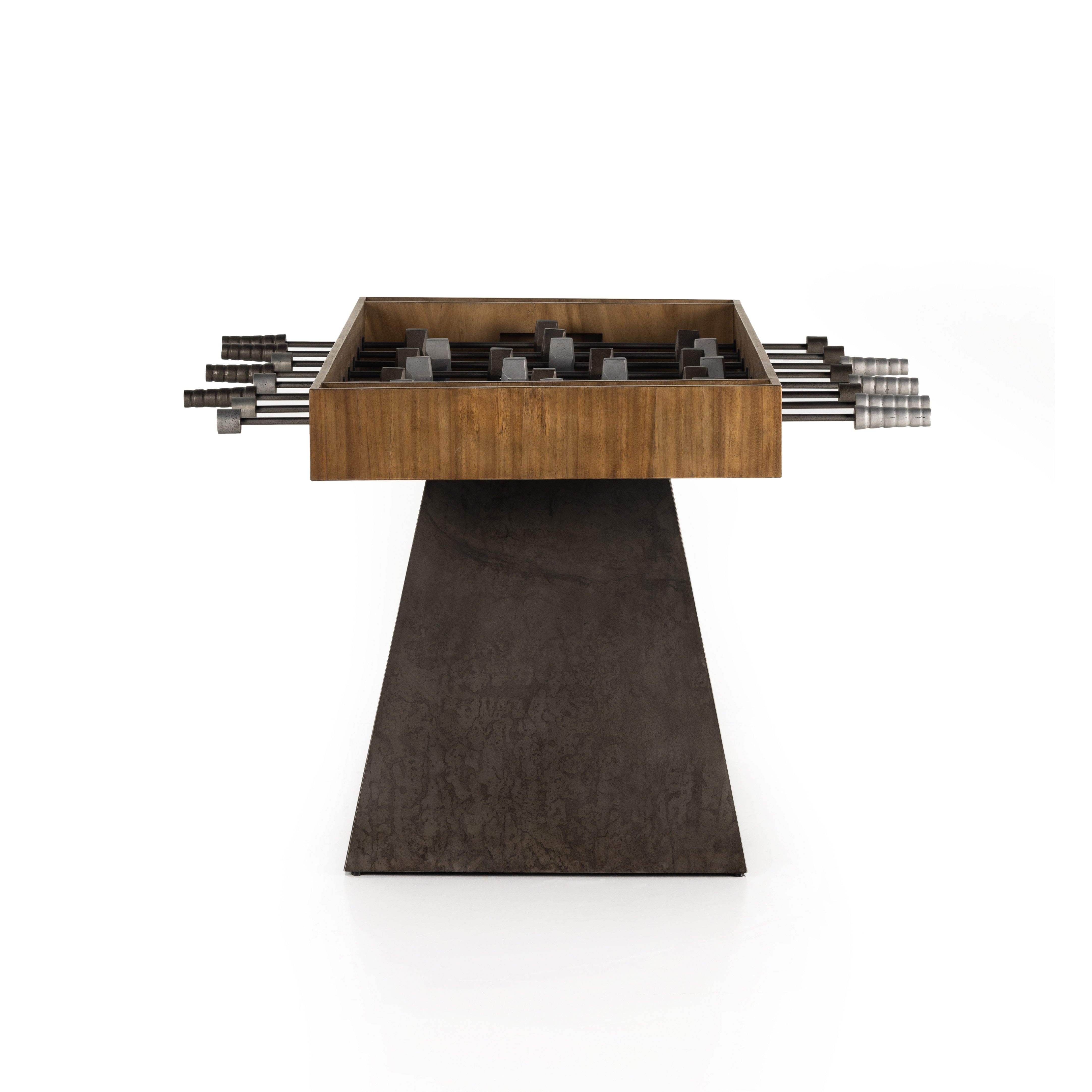 Featuring Foosball Natural Brown Guanacaste Table by Four Hands at Amethyst Home. Handmade by skilled artisans, the Foosball Natural Brown Guanacaste Table is a one-of-a-kind game that features a beautiful blend of hand-finished Guanacaste wood and metal that’s been aged through a manual, month-long process using natural elements to bring unique character to each piece. Includes three balls.. Amethyst Home provides interior design services, furniture, rugs, and lighting in the Portland metro area.