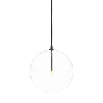 A single glass sphere dangles for a stunning effect. Each globe is individually blown, shaped and sculpted by hand through a one-hour process. The finish on the brass frame is achieved through a specialized process that turns the brass into an almost black hue before the rod is polished smooth. Brass and glass are 98% recyclable. Amethyst Home provides interior design, new home construction design consulting, vintage area rugs, and lighting in the Calabasas metro area.