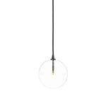Featuring Glass Black Gunmetal Clear Glass Globe Medium Pendant by Four Hands at Amethyst Home. A single glass sphere dangles for a stunning effect. Each globe is individually blown, shaped and sculpted by hand through a one-hour process. The finish on the brass frame is achieved through a specialized process that turns the brass into an almost black hue befor. Amethyst Home provides interior design, new home construction design consulting, vintage area rugs, and lighting in the Dallas metro area.