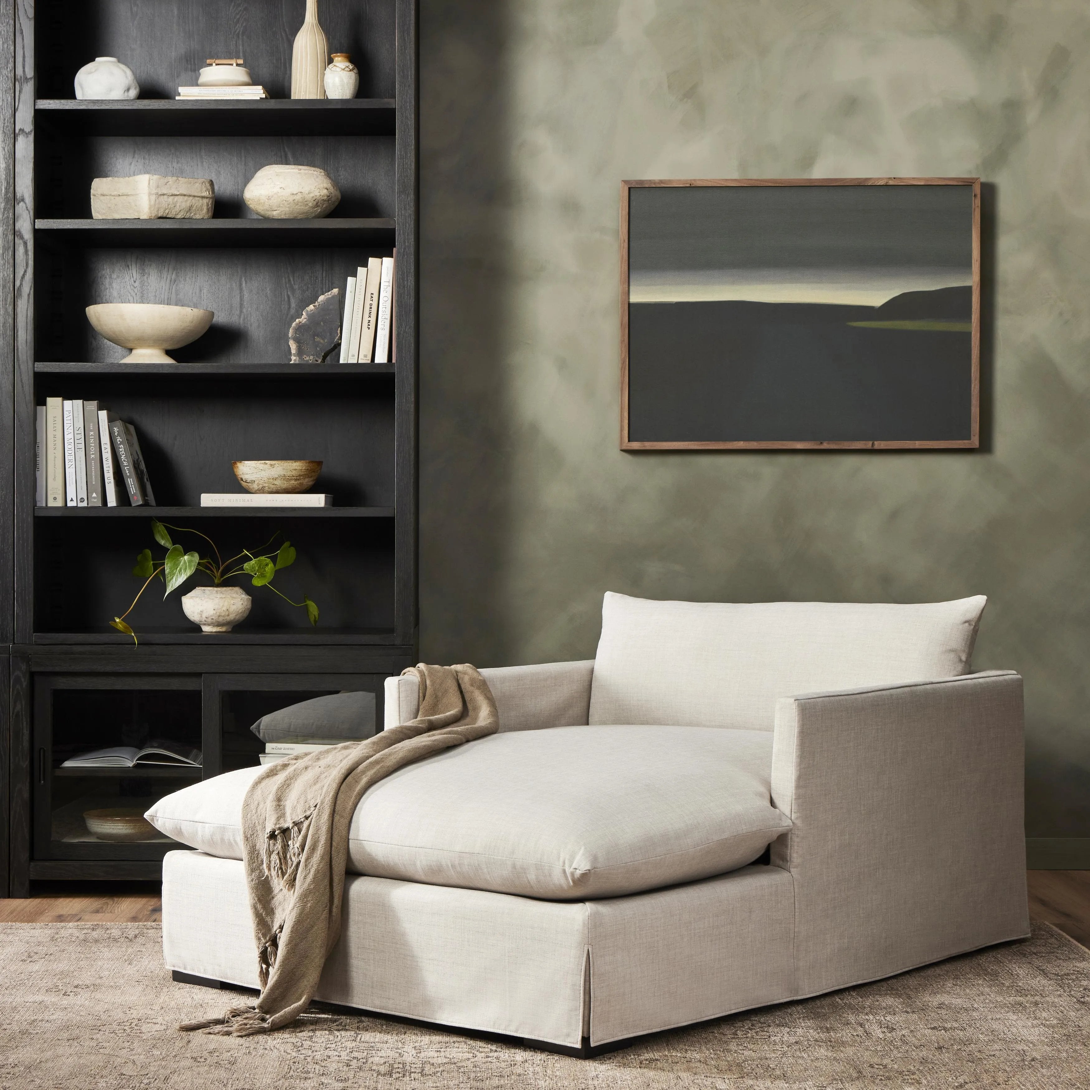 Designed for lounging. High-performance fabric covers shelter arms and pillow-inspired cushion. Performance fabrics are specially created to withstand spills, stains, high traffic and wear, ensuring long-term comfort and unmatched durability.Collection: Atelie Amethyst Home provides interior design, new home construction design consulting, vintage area rugs, and lighting in the Calabasas metro area.