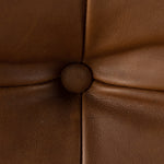 Featuring Halston Heirloom Sienna Chair by Four Hands at Amethyst Home. A Seventies-era style inspired by a flea market find, a dramatically tufted sling seat of black top-grain leather angles at the just-right pitch for total comfort, with wide, brown ash framing. Sourced from one of the oldest family-owned tanneries in Italy's Bassano del Grappa, heirloom lea. Amethyst Home provides interior design, new home construction design consulting, vintage area rugs, and lighting in the Miami metro area.