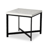 Featuring Hammered White Marble Iron End Table by Four Hands at Amethyst Home. An open, hand-hammered base of black iron supports a squared top of white marble, for a beautifully streamlined look with rustic vibes.Collection: ElementColors: White Marble ,Hammered Black IronMaterials: Solid Marble ,Iron ,Engineered Hardwood Weight: 89.9 lbs. Amethyst Home provides interior design, new home construction design consulting, vintage area rugs, and lighting in the Kansas City metro area.