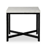 Featuring Hammered White Marble Iron End Table by Four Hands at Amethyst Home. An open, hand-hammered base of black iron supports a squared top of white marble, for a beautifully streamlined look with rustic vibes.Collection: ElementColors: White Marble ,Hammered Black IronMaterials: Solid Marble ,Iron ,Engineered Hardwood Weight: 89.9 lbs. Amethyst Home provides interior design, new home construction design consulting, vintage area rugs, and lighting in the Salt Lake City metro area.