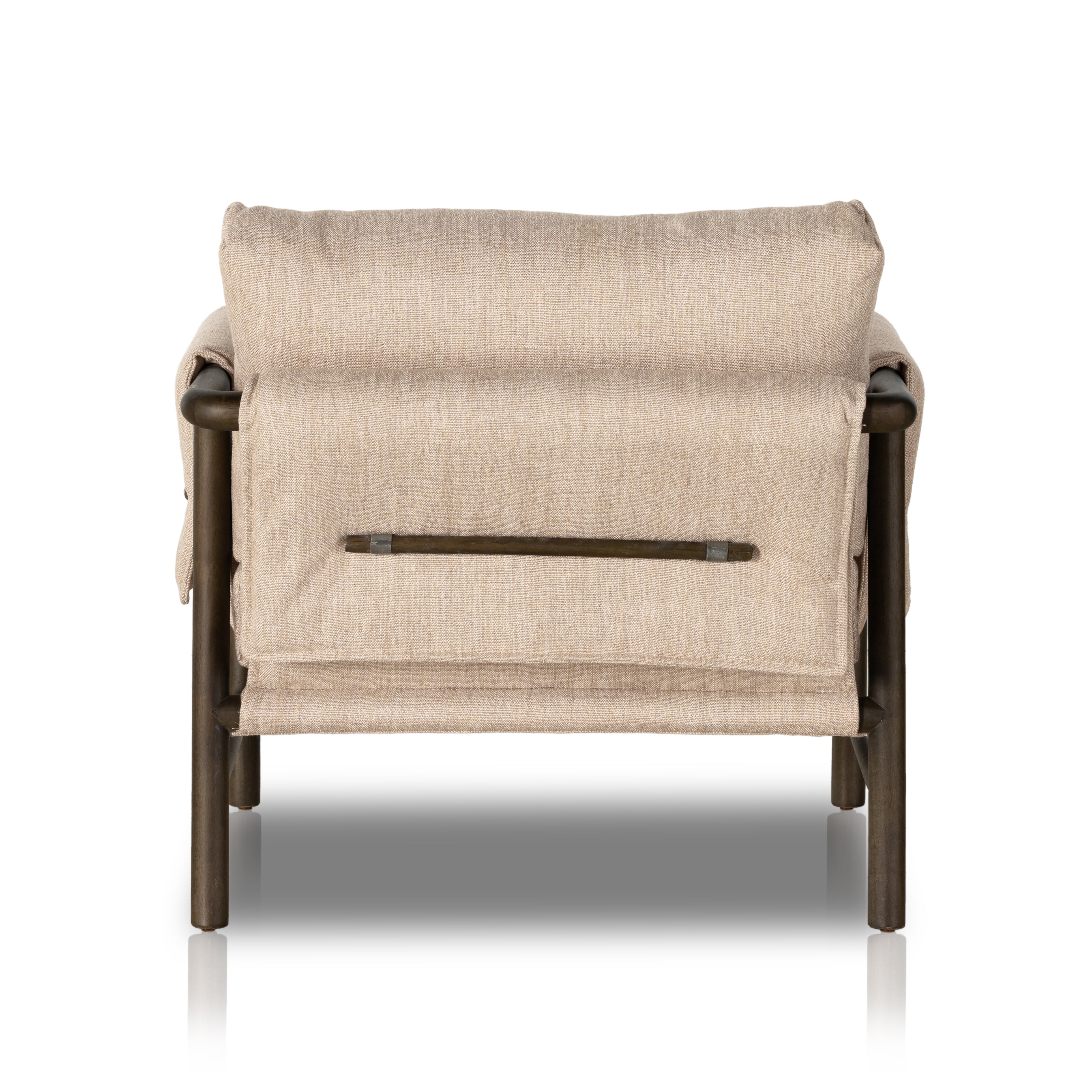 Details make the chair. With poly-blend performance fabric that wraps each arm, faux toggles add an element of interest to midcentury-inspired seating in a wheat hue, with softly sculpted parawood framing carrying out a beautiful neutral look. Amethyst Home provides interior design, new construction, custom furniture, and area rugs in the Houston metro area.