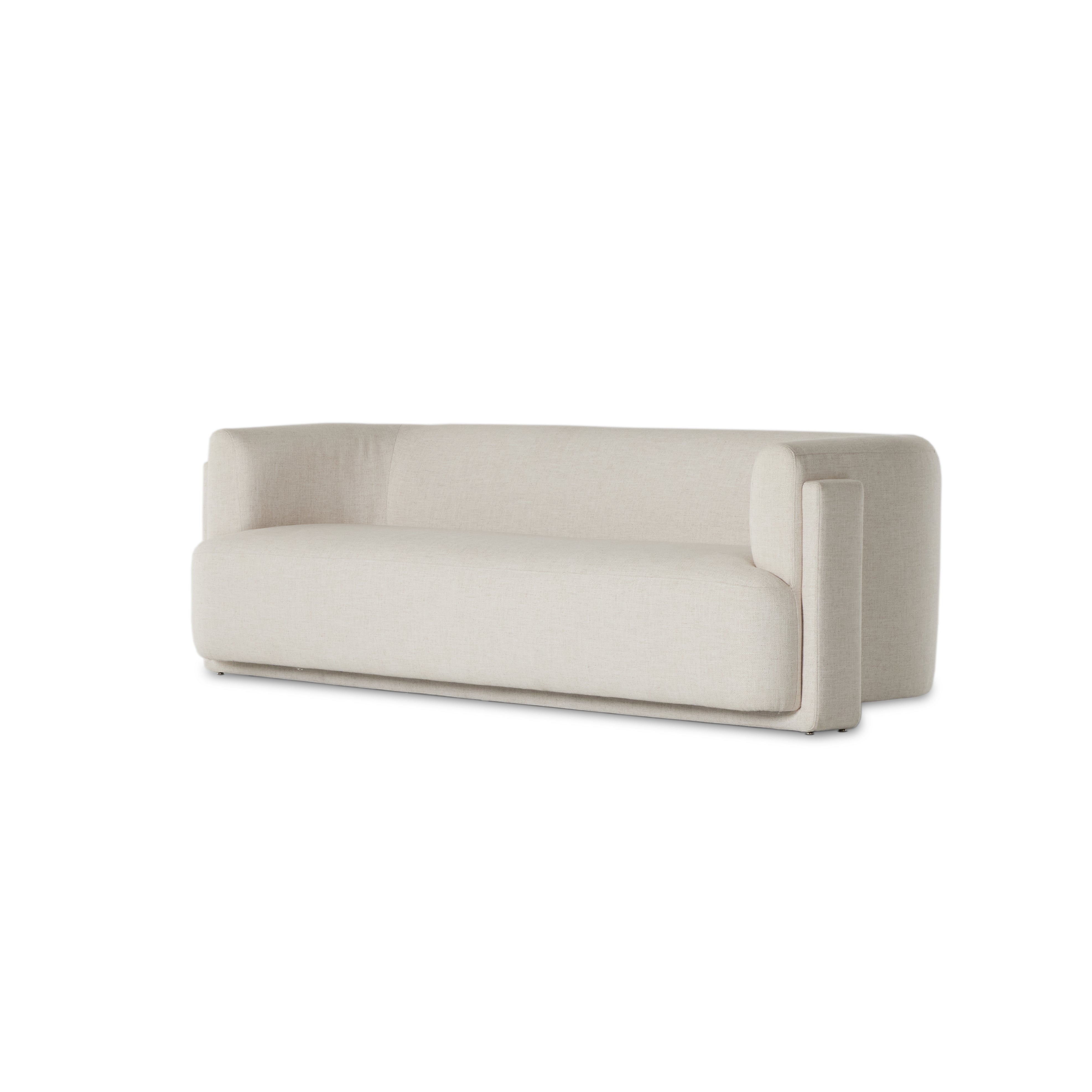 Featuring Hartley Dover Crescent Sofa by Four Hands at Amethyst Home. A true showstopper. A fully upholstered outer frame cradles this classic sofa upholstered in a subtly textured performance fabric. Performance fabrics are specially created to withstand spills, stains, high traffic and wear, ensuring long-term comfort and unmatched durability.Overall Dimen. Amethyst Home provides interior design, new home construction design consulting, vintage area rugs, and lighting in the Portland metro area.