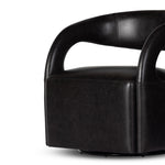 Featuring Hawkins Sonoma Black Swivel Chair by Four Hands at Amethyst Home. This 360-swivel update of the fan-favorite stationary design makes quite the statement. Well curved and finely sculpted, exclusive black top-grain leather makes a uniquely shapely statement in any room.
Overall Dimensions: 26"W x 26"L x 29"HColors: Sonoma ButterscotchMaterials: Top . Amethyst Home provides interior design, new home construction design consulting, vintage area rugs, and lighting in the Nashville metro area.