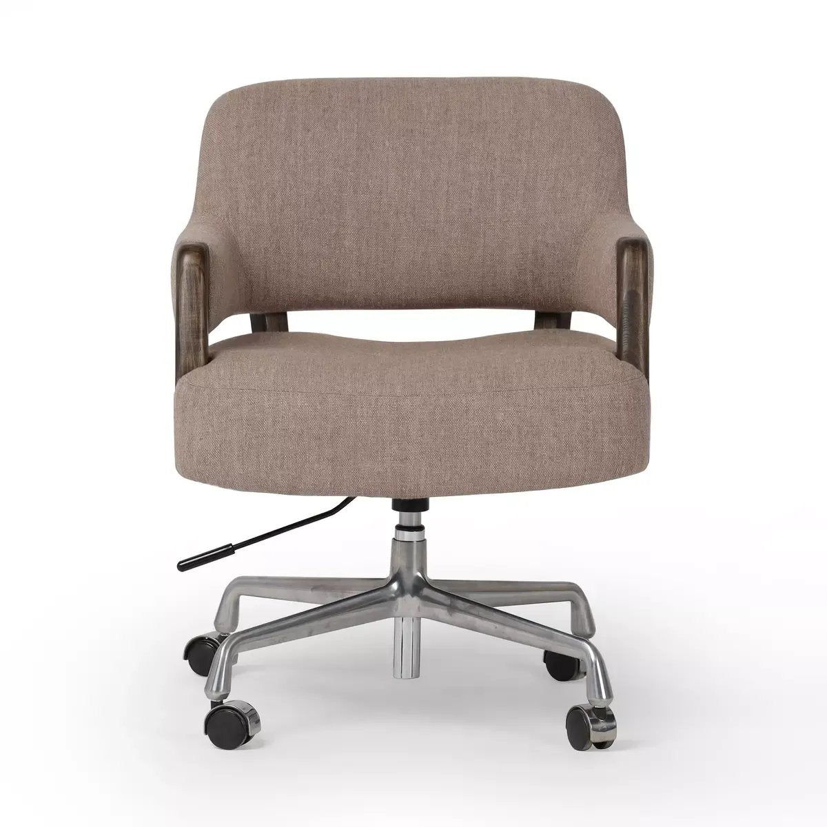 Featuring Henrik Alcala Fawn Desk Chair by Four Hands at Amethyst Home. Updating a midcentury form for the modern office, a 360-degree swivel chair strikes a just-right balance between vintage and contemporary. With warm parawood arms and a comfortable, height-adjustable seat of high-performance fabric. Performance fabrics are specially created to withs. Amethyst Home provides interior design, new home construction design consulting, vintage area rugs, and lighting in the Newport Beach metro area.