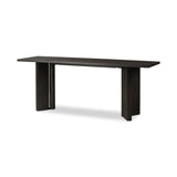 Featuring Huxley Smoked Black Veneer Console Table by Four Hands at Amethyst Home. A smoked black finish delivers a character-rich look to an open-style console table. Angled panel legs up the intrigue factor.Collection: HaidenColors: Smoked Black VeneerMaterials: Thick Oak Veneer ,Engineered Hardwood Weight: 90.39 lbs. Amethyst Home provides interior design, new home construction design consulting, vintage area rugs, and lighting in the Houston metro area.