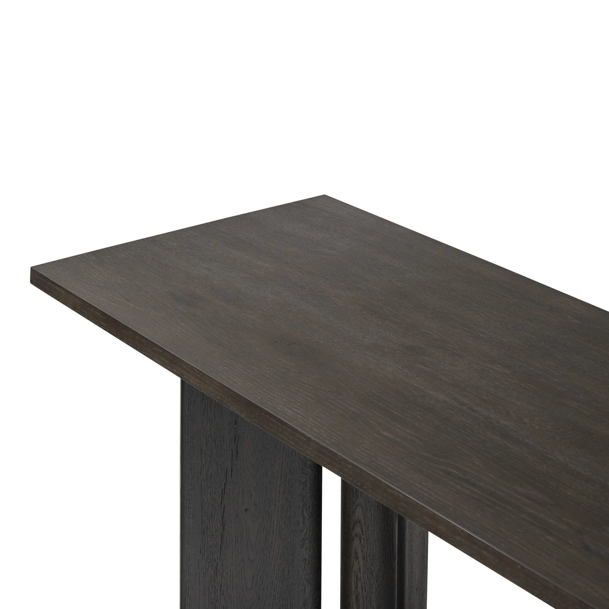 Featuring Huxley Smoked Black Veneer Console Table by Four Hands at Amethyst Home. A smoked black finish delivers a character-rich look to an open-style console table. Angled panel legs up the intrigue factor.Collection: HaidenColors: Smoked Black VeneerMaterials: Thick Oak Veneer ,Engineered Hardwood Weight: 90.39 lbs. Amethyst Home provides interior design, new home construction design consulting, vintage area rugs, and lighting in the Omaha metro area.