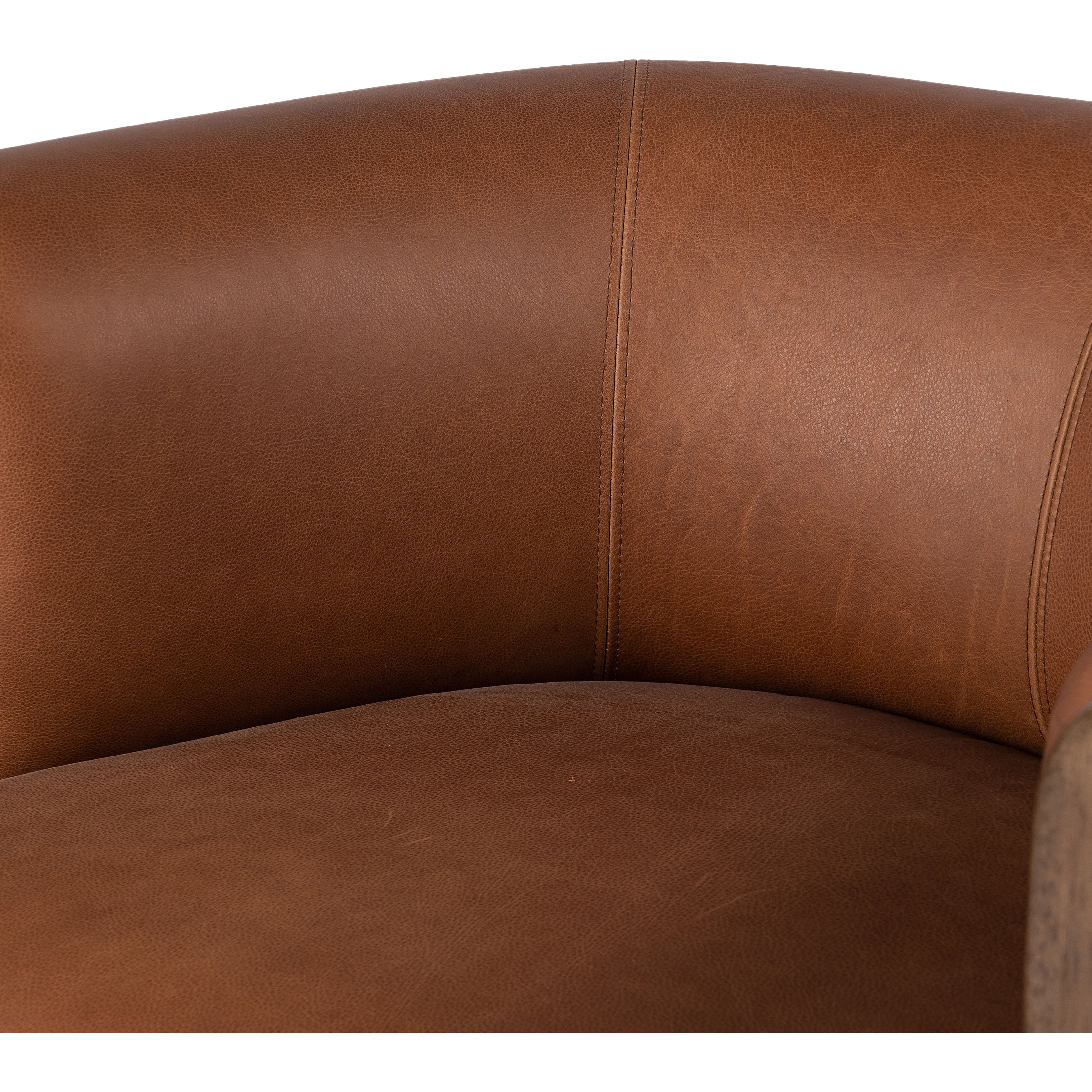 Featuring Ira Brickhouse Cognac Chair by Four Hands at Amethyst Home. A 60s-era design is re-envisioned with an exposed parawood frame, thick-cut Brazilian leather and overinflated arms that provide cushion all around. Designed with an extra-thick seat cushioning with S spring construction for a plush, supportive sit.
Collection: WestgateColors: Brickhouse Cognac ,Vintage ParawoodMat. Amethyst Home provides interior design, new construction, custom furniture, and area rugs in the Tampa metro area.