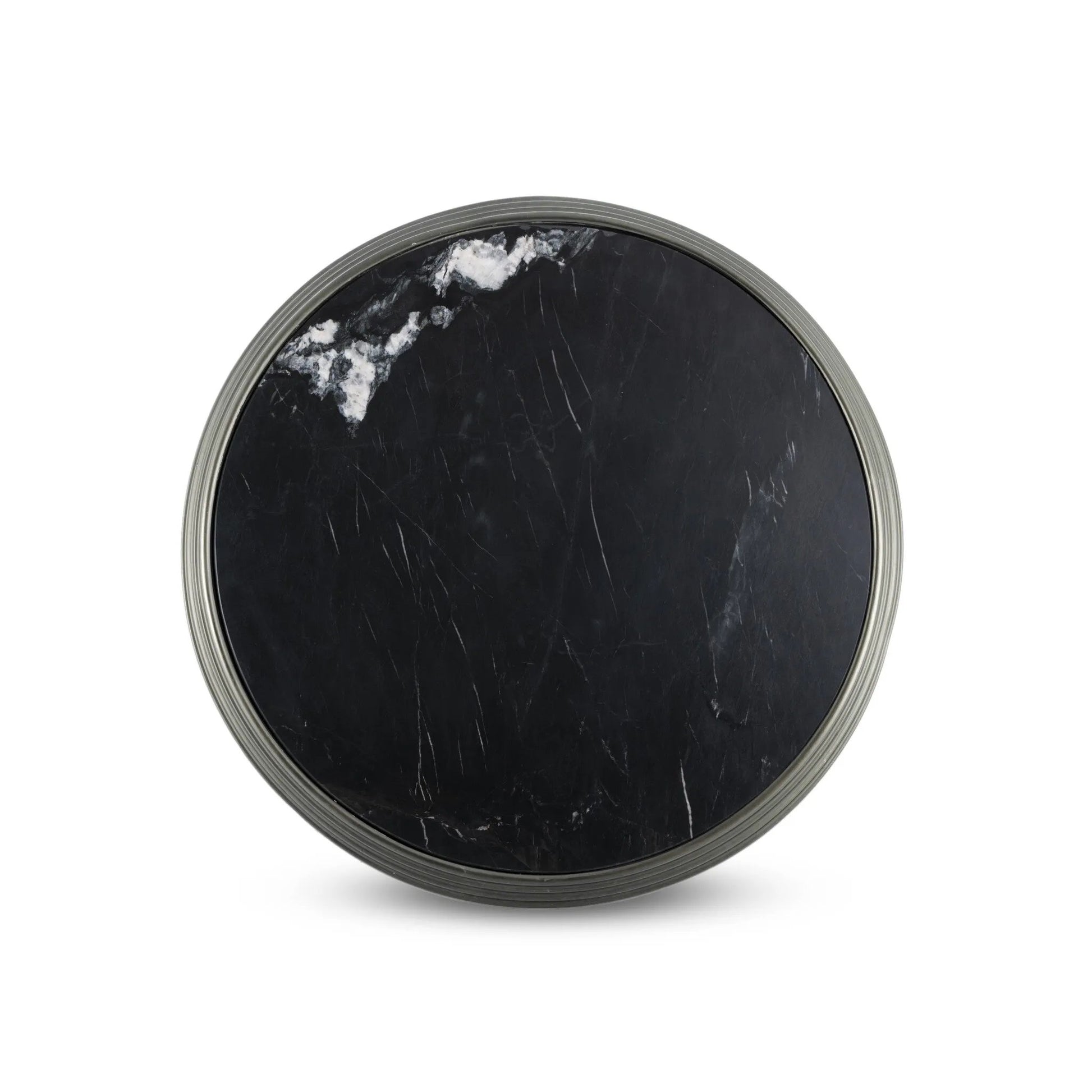 For a fresh take on classic Parisian styling, an ornate cast iron base is topped with black marble.Collection: Rockwel Amethyst Home provides interior design, new home construction design consulting, vintage area rugs, and lighting in the Scottsdale metro area.