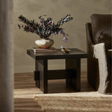 Featuring Isaac Smoked Black End Table by Four Hands at Amethyst Home. A versatile end table of smoked black oak features joint and connection construction for a design-forward look. Visible knots and graining add character.Collection: HaidenColors: Smoked Black VeneerMaterials: Thick Oak Veneer ,Solid Oak Weight: 45.19 lbs. Amethyst Home provides interior design, new home construction design consulting, vintage area rugs, and lighting in the Des Moines metro area.