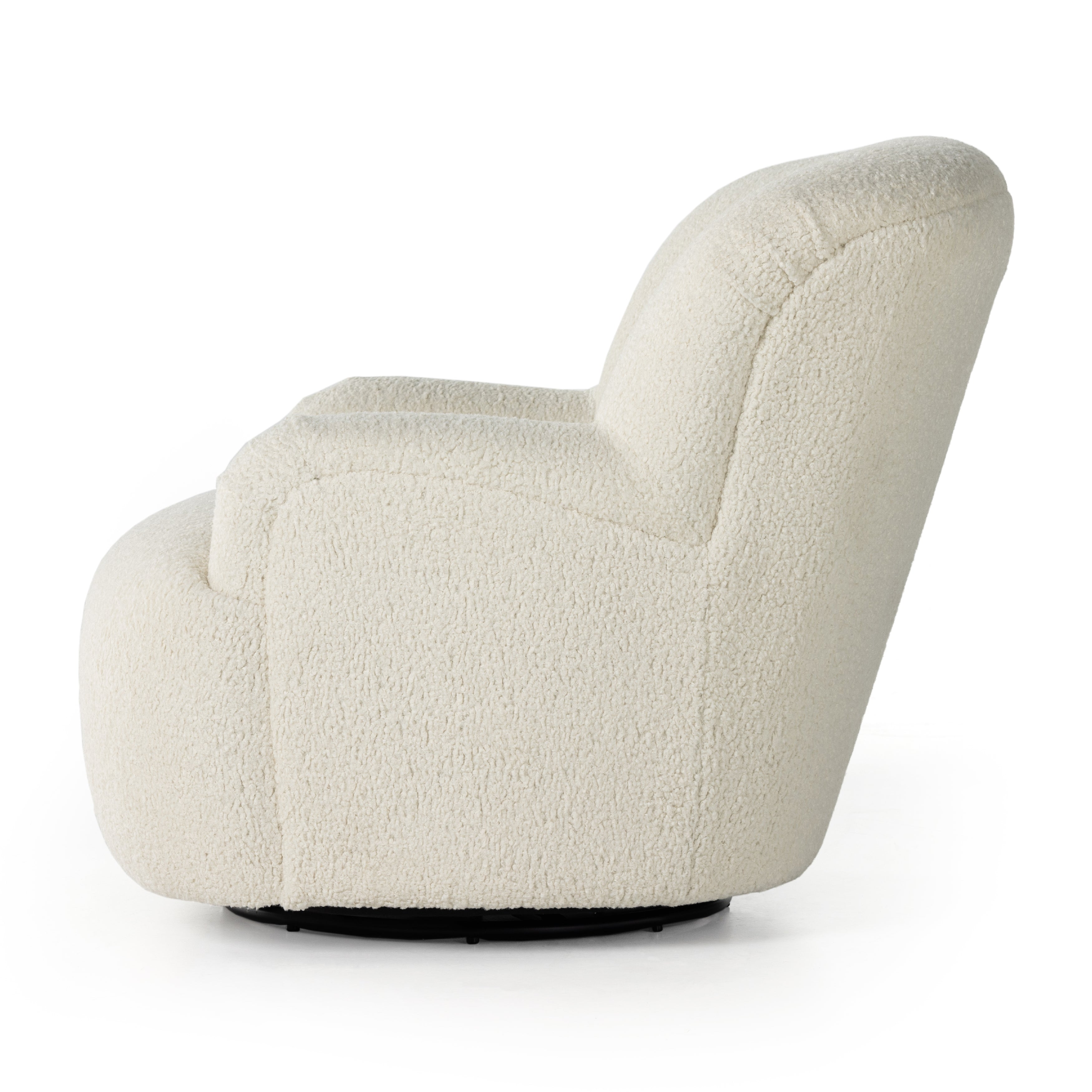 Featuring Kadon Natural Swivel Chair by Four Hands at Amethyst Home. Kadon Natural Swivel Chair is a high wing back pairs with softly rolled arms for a curvy look and supportive sit. Cream-colored shearling-upholstered seating tops a 360-degree swivel.
Overall Dimensions: 35.50"W x 39"L x 32.75"HWeight: 77.6 lbsVolume: 22.92 cu ftSeat Depth: 24.5"Seat Height: 17.5"Arm Height from Floor: 21. Amethyst Home provides interior design services, furniture, rugs, and lighting in the Des Moines metro area.