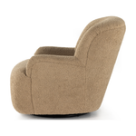 Simply classic. The Kadon Swivel Chair features a high wing back and pairs with softly rolled arms for a curvy look and supportive sit. Camel-colored shearling-upholstered seating tops a 360-degree swivel for total modernity. Amethyst Home provides interior design, new home construction design consulting, vintage area rugs, and lighting in the Kansas City metro area.