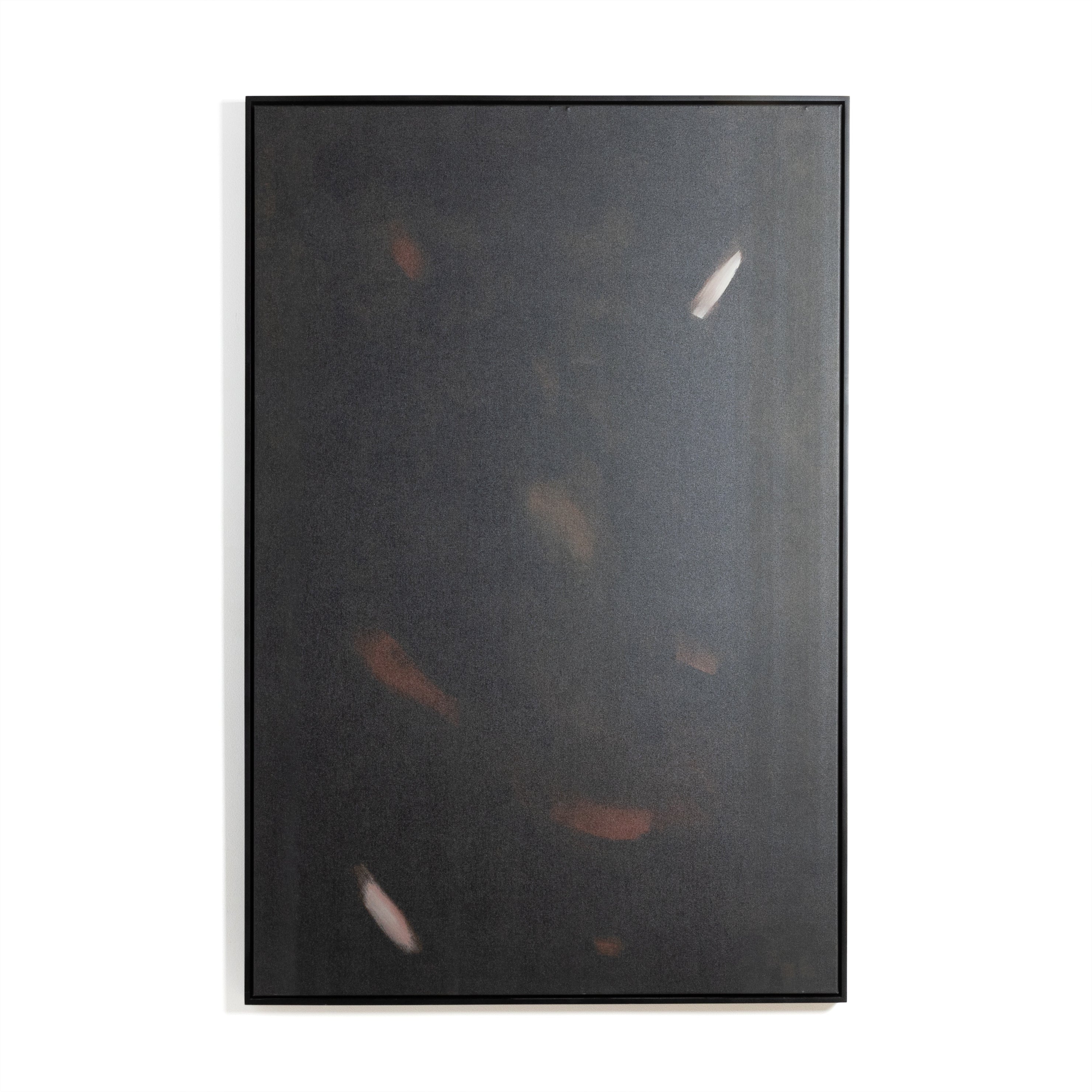Raised between Ethiopia, Malawi, Togo and South Africa, the now-Austinite's rich upbringing can be sensed in her culture-rich works. A moody canvas is accented with warm swaths of paint. Framed within black maple for a gallery-quality look. Handmade in Austin, Texas. Amethyst Home provides interior design, new home construction design consulting, vintage area rugs, and lighting in the San Diego metro area.
