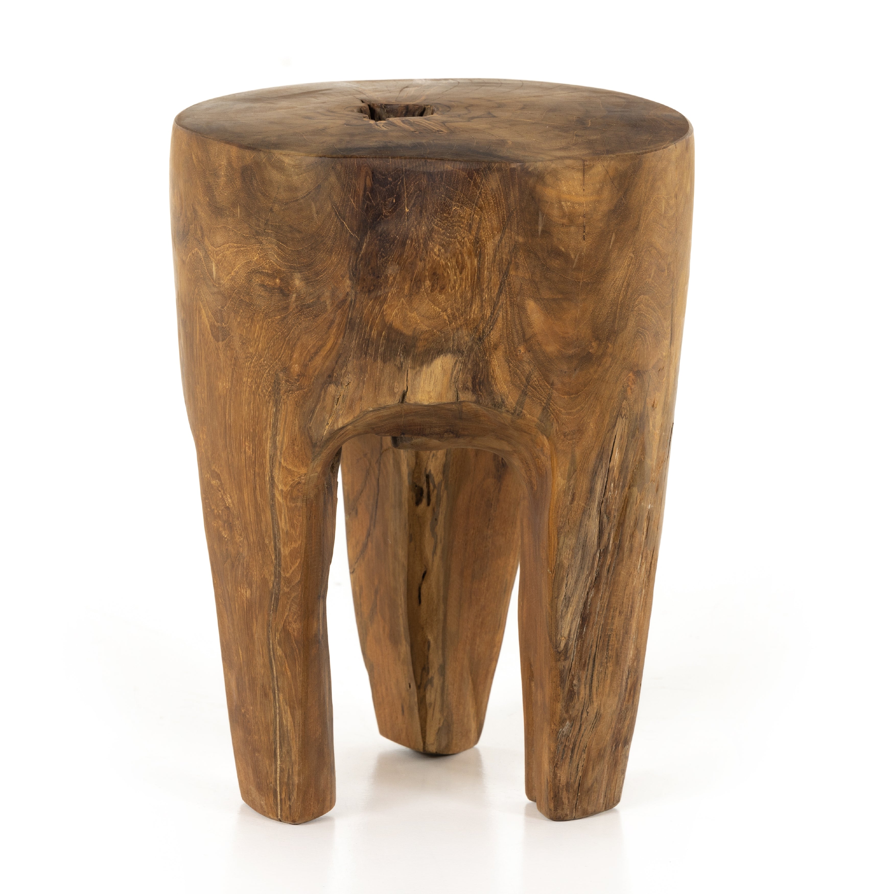 Natural teak roots add a touch of organic texture to spaces indoors or out. Each has unique character, with natural variation in knots, holes and grain character from piece to piece, and dramatic highs and lows in the finish. Over time, teak weathers and greys in the sun for a found feel. Safe for outdoor spaces. Cover or store indoors during inclement weather and when not in use. Amethyst Home provides interior design services, furniture, rugs, and lighting in the Seattle metro area.