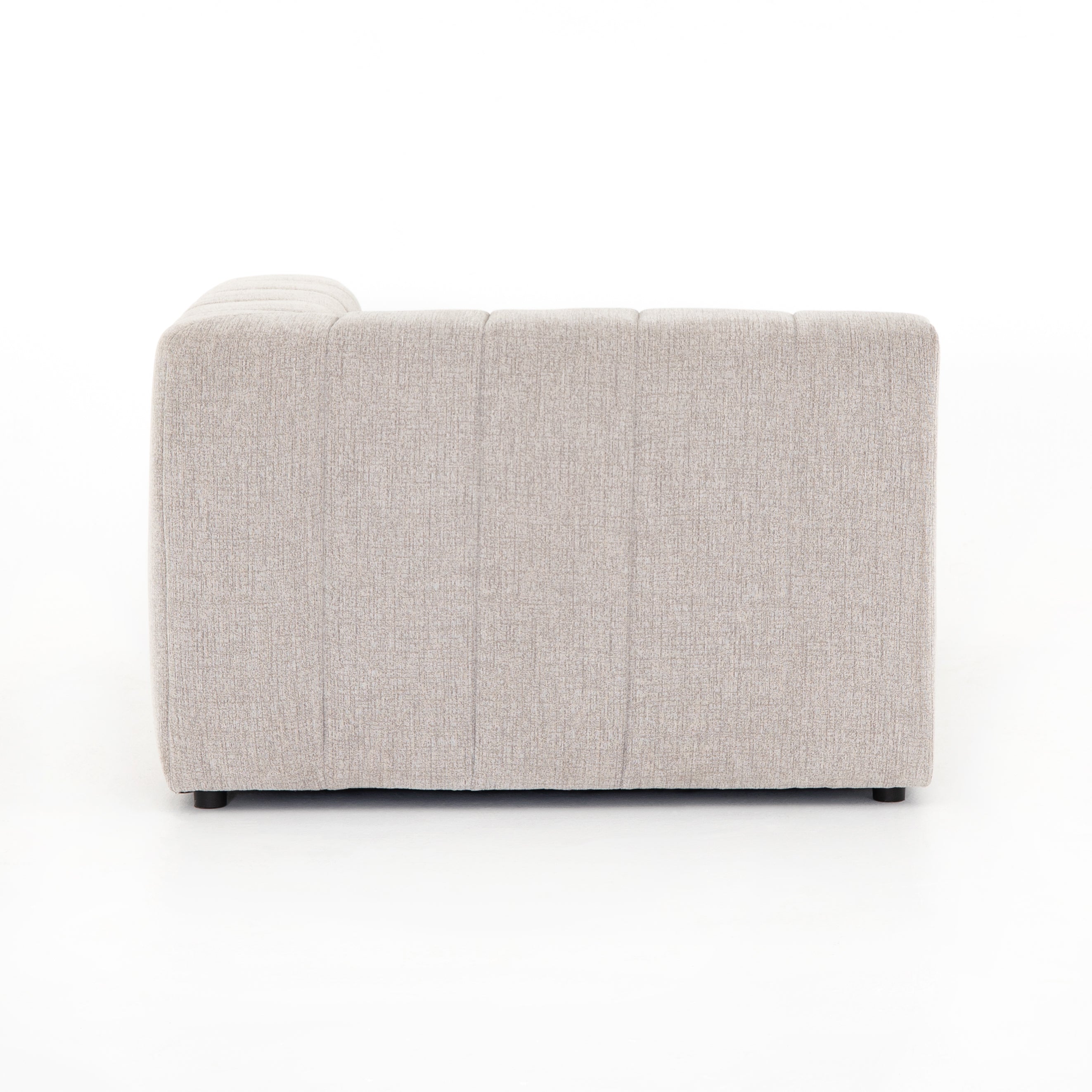 Featuring Langham Napa Sandstone Right Chaise by Four Hands at Amethyst Home. Wide, vertical channels and low styling speaks to modish Italian influence. Sandstone-colored covering and modular components allow for versatility in any space. Right arm facing piece to matching sectional. Performance fabrics are specially created to withstand spills, stains, high. Amethyst Home provides interior design, new home construction design consulting, vintage area rugs, and lighting in the Houston metro area.