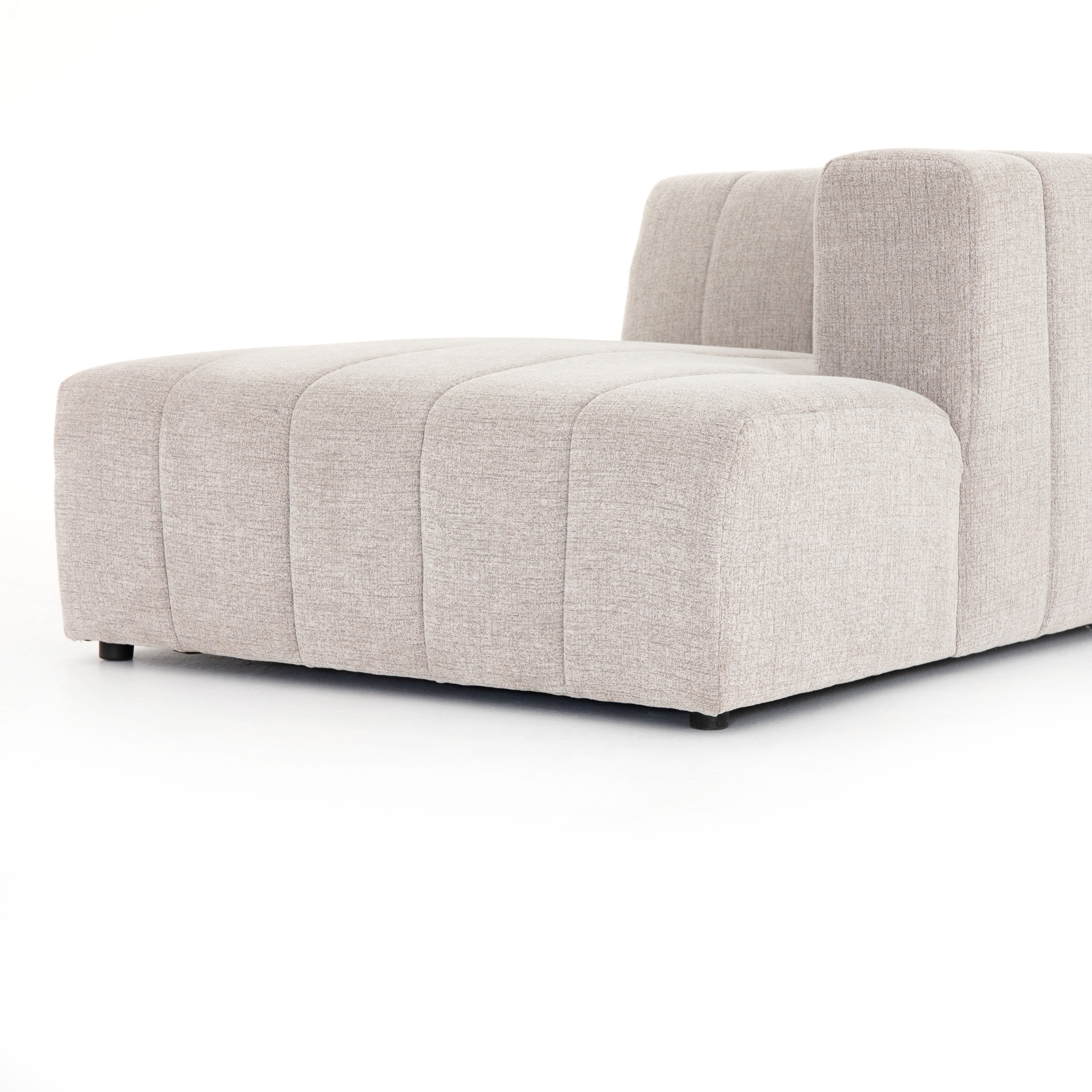 Featuring Langham Napa Sandstone Right Chaise by Four Hands at Amethyst Home. Wide, vertical channels and low styling speaks to modish Italian influence. Sandstone-colored covering and modular components allow for versatility in any space. Right arm facing piece to matching sectional. Performance fabrics are specially created to withstand spills, stain. Amethyst Home provides interior design, new home construction design consulting, vintage area rugs, and lighting in the Salt Lake City metro area.