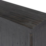 Inspired by European antiques, black-finished oak veneer features cracks and weathering for a character-rich look. Sliding doors open to reveal generous storage space for media, with rear cutouts to keep your cords out of sight Amethyst Home provides interior design, new home construction design consulting, vintage area rugs, and lighting in the Boston metro area.