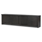 Inspired by European antiques, black-finished oak veneer features cracks and weathering for a character-rich look. Sliding doors open to reveal generous storage space for media, with rear cutouts to keep your cords out of sight Amethyst Home provides interior design, new home construction design consulting, vintage area rugs, and lighting in the Washington metro area.