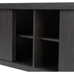 Inspired by European antiques, black-finished oak veneer features cracks and weathering for a character-rich look. Sliding doors open to reveal generous storage space for media, with rear cutouts to keep your cords out of sight Amethyst Home provides interior design, new home construction design consulting, vintage area rugs, and lighting in the Winter Garden metro area.