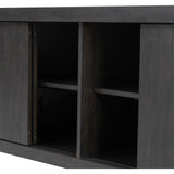 Inspired by European antiques, black-finished oak veneer features cracks and weathering for a character-rich look. Sliding doors open to reveal generous storage space for media, with rear cutouts to keep your cords out of sight Amethyst Home provides interior design, new home construction design consulting, vintage area rugs, and lighting in the Winter Garden metro area.