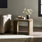 Featuring Leo Rustic Grey End Table by Four Hands at Amethyst Home. Made from rustic-finished oak, linear reeding and a curved shape define this midcentury-spirited end table. Designed in partnership with longtime Four Hands collaborator Thomas Bina and Brazilian designer Ronald Sasson.Overall Dimensions: 23.5"W x 27.5"L x 22"H
Collection: BinaColors: Rusti. Amethyst Home provides interior design, new home construction design consulting, vintage area rugs, and lighting in the Nashville metro area.