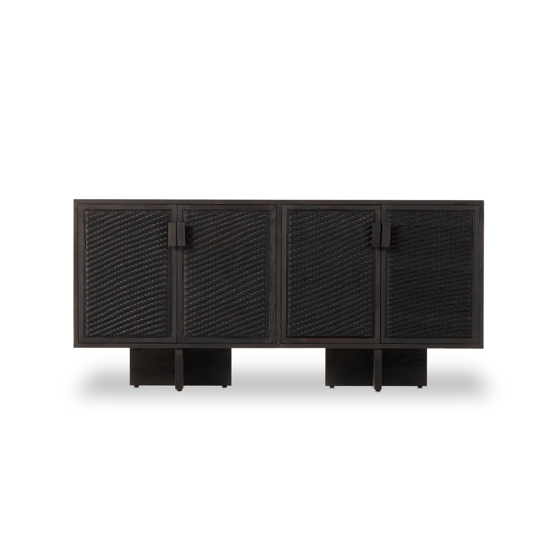 Experience cane on a whole new level. Finished in a classic black, woven rod cane paneling brings a high-texture look to solid pine, for a rich, full look. Dual rear cutouts for easy cord management. Amethyst Home provides interior design, new construction, custom furniture, and area rugs in the Salt Lake City metro area.