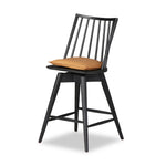 Featuring Lewis Black Counter Swivel Stool with Cushion by Four Hands at Amethyst Home. A new take on the traditional Windsor. This tall beauty is wire-brushed to highlight the cathedral grain of black oak. Perfectly sized for the counter, with a swivel for ease and a top-grain leather cushion for comfort.Overall Dimensions: 21.75"W x 21"L x 42"H
Collectio. Amethyst Home provides interior design, new home construction design consulting, vintage area rugs, and lighting in the Alpharetta metro area.