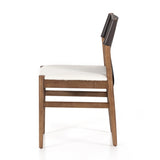 Featuring Lulu Espresso Leather Armless Dining Chair by Four Hands at Amethyst Home. Sleek, streamlined seating with a midcentury vibe. Lulu Espresso Leather Armless Dining Chair features a sling leather seatback and a faux shearling seat in liquid-repellent performance fabric. Frame and legs made of solid ash wood. Performance fabrics are specially created to withstand spills, stains, high . Amethyst Home provides interior design services, furniture, rugs, and lighting in the Monterey metro area.