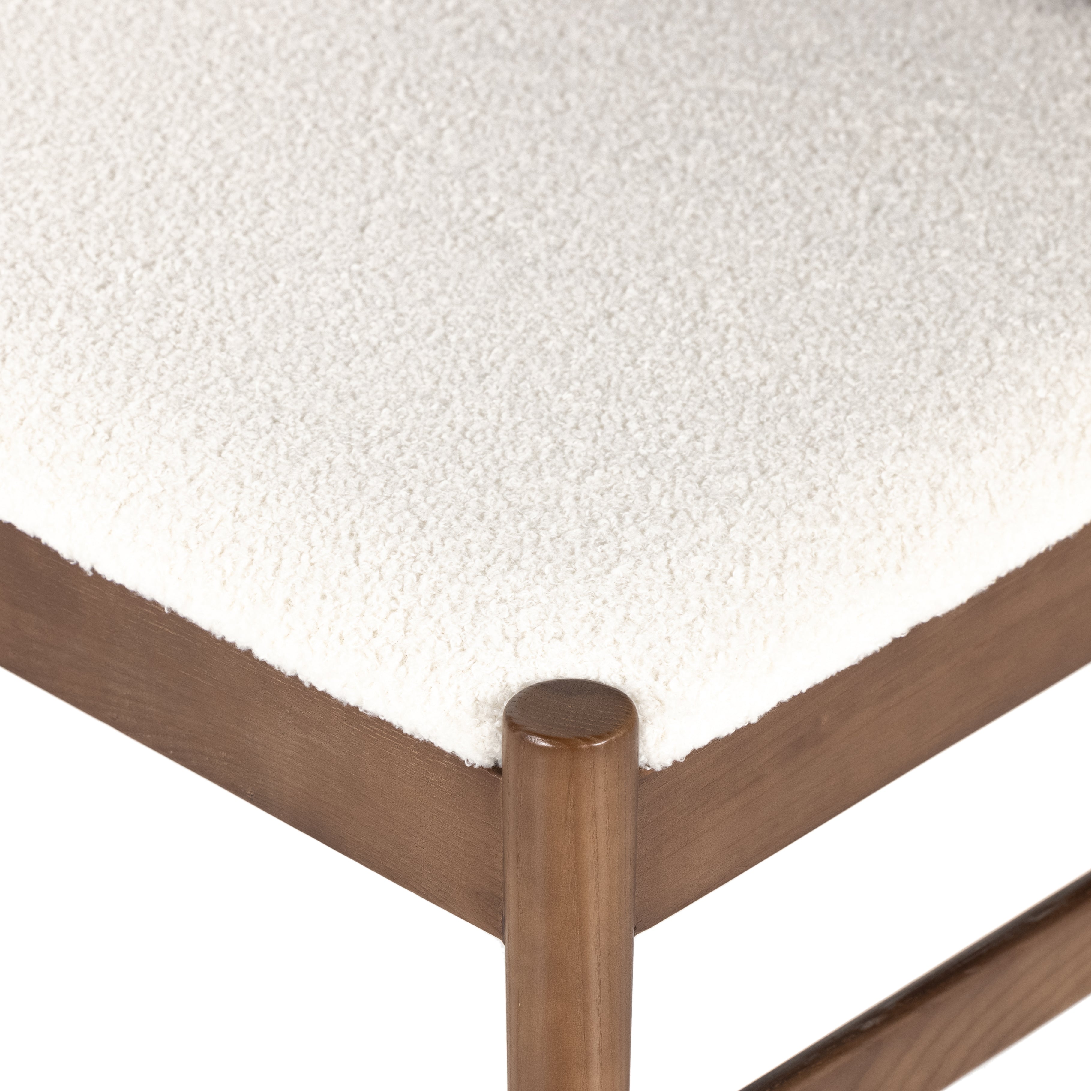 Featuring Lulu Espresso Leather Armless Dining Chair by Four Hands at Amethyst Home. Sleek, streamlined seating with a midcentury vibe. Lulu Espresso Leather Armless Dining Chair features a sling leather seatback and a faux shearling seat in liquid-repellent performance fabric. Frame and legs made of solid ash wood. Performance fabrics are specially created to withstand spills, stains, high t. Amethyst Home provides interior design services, furniture, rugs, and lighting in the Seattle metro area.